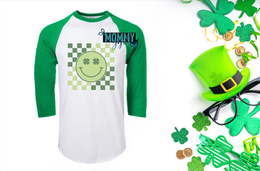St. Patrick’s Day Smiley Face Adult Raglan Shirt