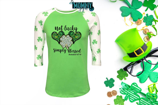 Not Lucky Simply Blessed Adult Raglan Shirt