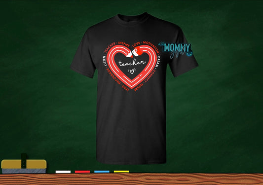Red and White Pencil Heart Shirt
