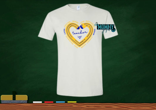 Blue and Gold Pencil Heart Shirt