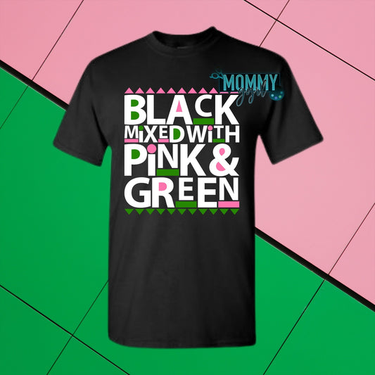 Black With Pink and Green Shirt