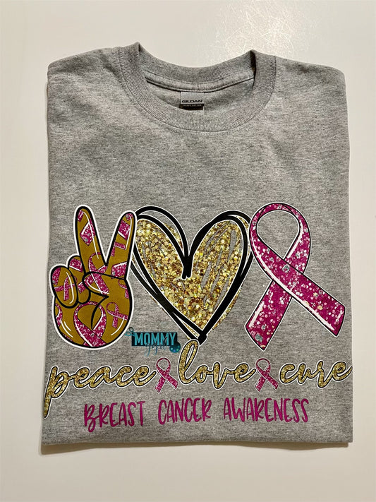 Peace Love Cure Breast Cancer Awareness Shirt