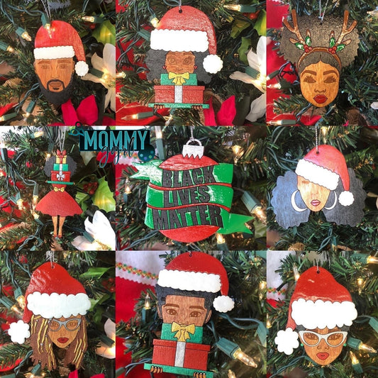 Melanin Brady Bunch Holiday Ornaments