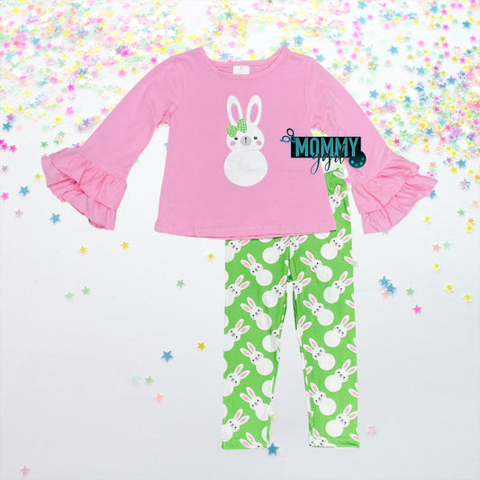 Pink and Green Bunny Youth Outfit